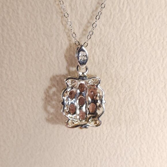 Zircon Red Zircon 14k YG Pendant Necklace ITALY Chain - Picture 9 of 11